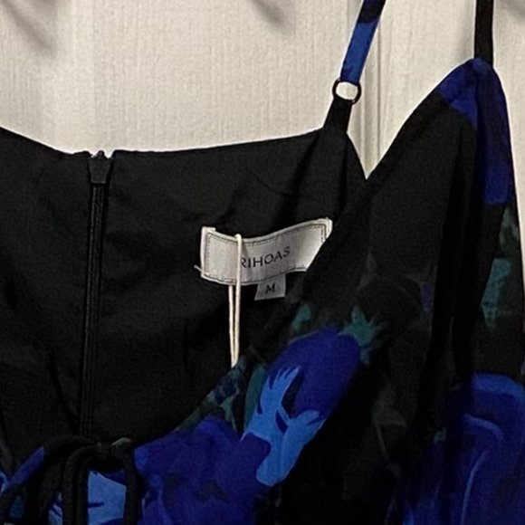 Navy Floral Midi Dress, Size M - Picture 5 of 5